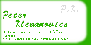 peter klemanovics business card